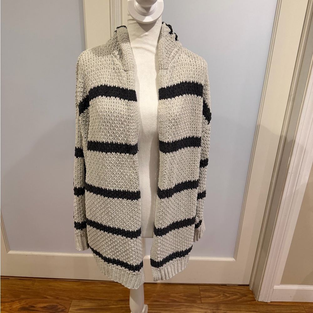 Rewind Black and White Striped Cardigan